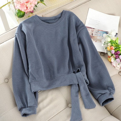 Pulover de dama cu decolteu rotund si cravate in mai multe culori