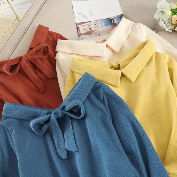 Pulover de dama cu panglica in mai multe culori