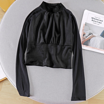 Bluză de damă cu guler înalt și mâneci lungi în patru culori de catifea