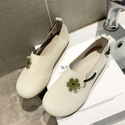 Pantofi casual dama din piele cu element 3D in trei culori