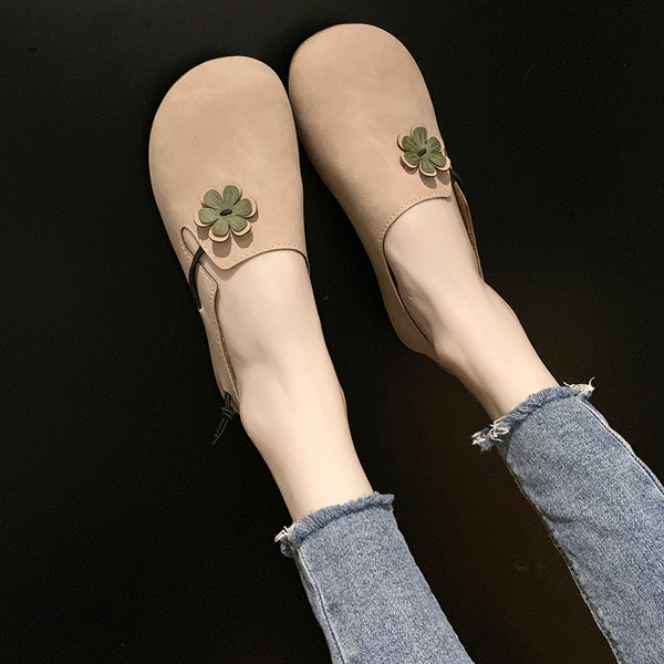 Pantofi casual dama din piele cu element 3D in trei culori