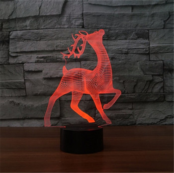 Настолна 3D LED лампа с дистанционно управление на цветовете във формата на елен