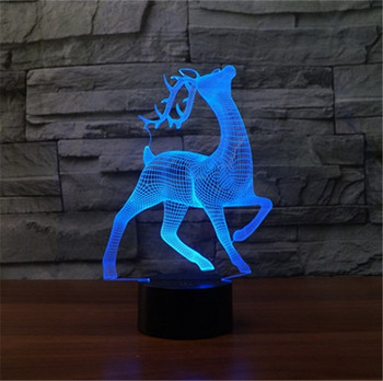 Настолна 3D LED лампа с дистанционно управление на цветовете във формата на елен