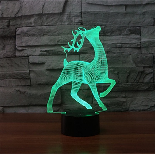 Lampă LED 3D de birou cu telecomandă a culorilor în formă de căprioară