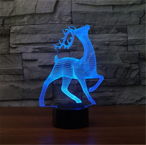 Lampă LED 3D de birou cu telecomandă a culorilor în formă de căprioară