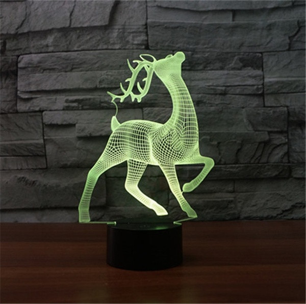 Lampă LED 3D de birou cu telecomandă a culorilor în formă de căprioară