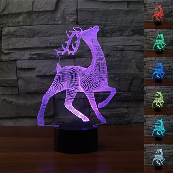 Asztali 3D LED lámpa szarvas formájú színek távirányítójával