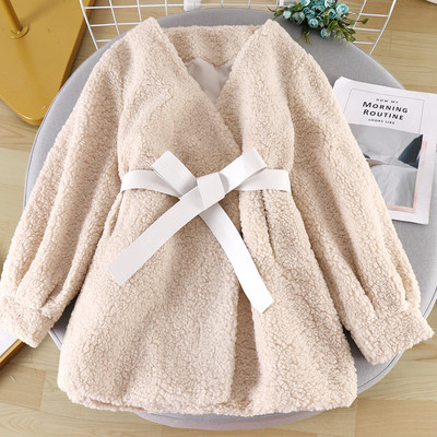 Palton casual de dama cu curea si decolteu spitz in diferite culori