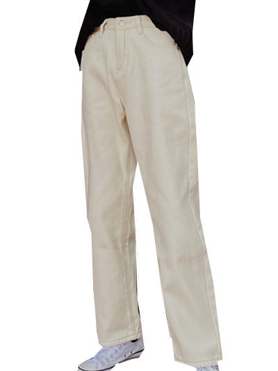 Γυναικεία φαρδιά τζιν σε λευκό χρώμα με μεγάλη μέση