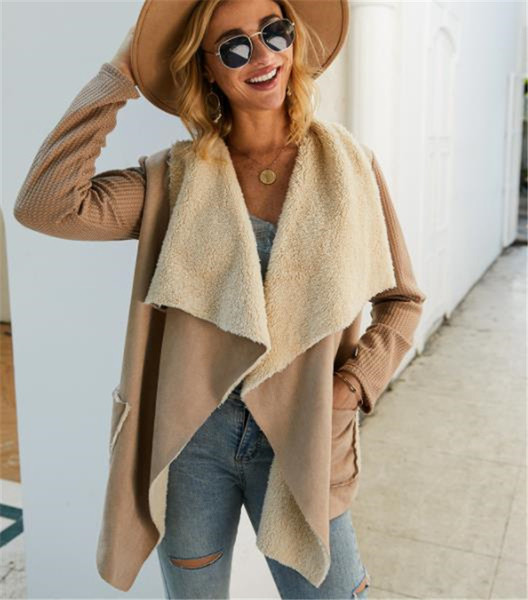 Palton de damă cu căptușeală moale în maro și negru