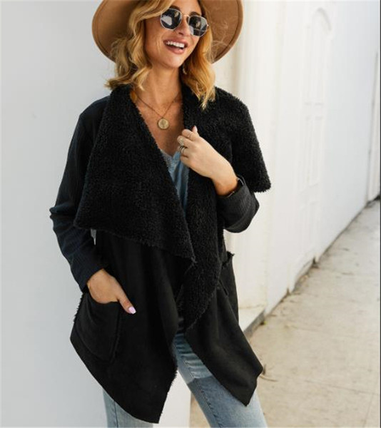 Palton de damă cu căptușeală moale în maro și negru