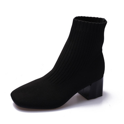 Cizme de dama stilate cu toc gros in trei culori