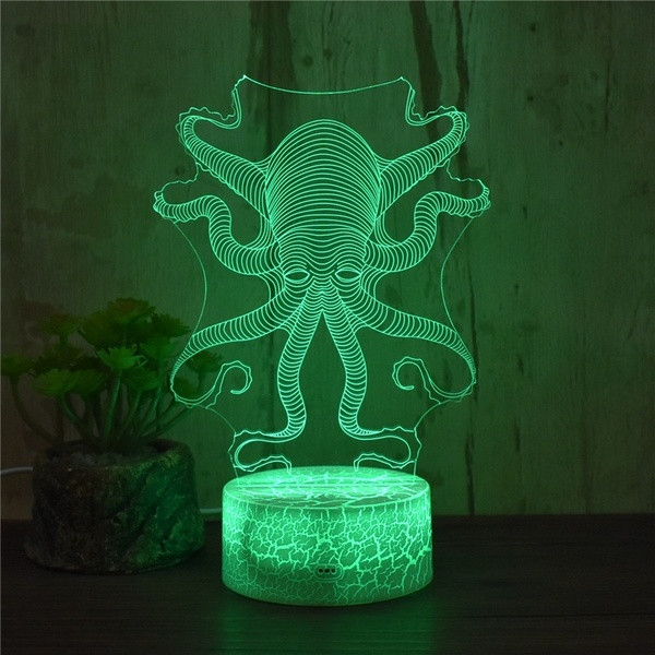 Lampă LED 3D de birou cu telecomandă a culorilor în formă de caracatiță