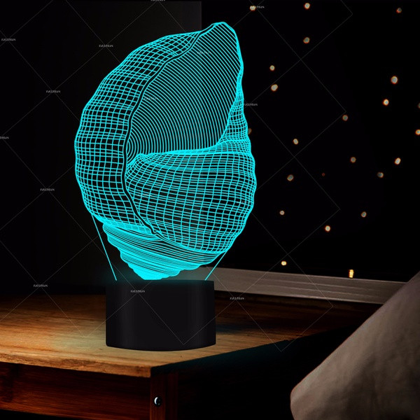 Настолна 3D LED лампа с дистанционно управление на цветовете във формата на рапан