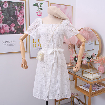 Μοντέρνο γυναικείο φόρεμα με τετράγωνη λαιμόκοψη - σε διάφορα χρώματα