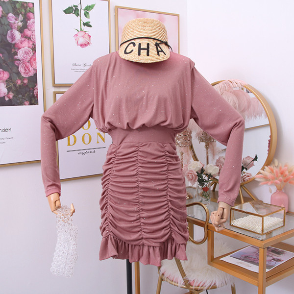 Rochie de dama model nou cu decolteu in culorile gri, roz si negru