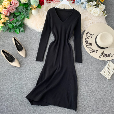 Rochie casual de dama cu decolteu spitz in mai multe culori