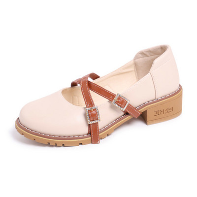 Καθημερινά γυναικεία έκο δερμάτινα υποδήματα με ίσια σόλα σε μπεζ και μαύρο χρώμα