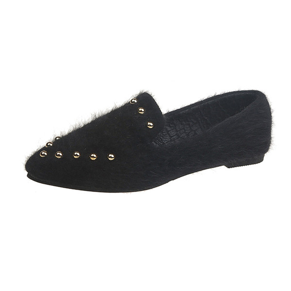 Pantofi dama model ascutit cu puf si nituri metalice in mai multe culori