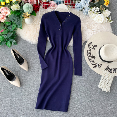 Rochie moderna de dama cu nasturi in mai multe culori