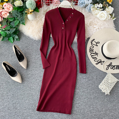 Rochie moderna de dama cu nasturi in mai multe culori