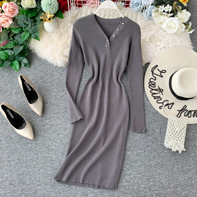 Rochie moderna de dama cu nasturi in mai multe culori