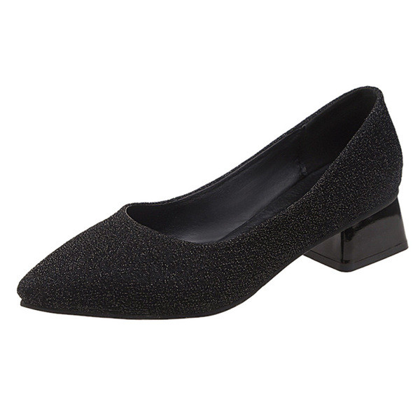 Pantofi moderni de dama cu toc gros si efect stralucitor in mai multe culori