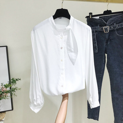 Camasa de dama model nou cu guler polo si nasturi in alb si bej