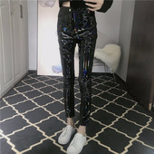 Pantaloni lungi de dama cu talie inalta de culoare neagra