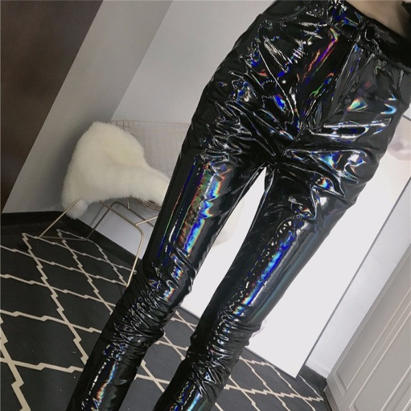 Pantaloni lungi de dama cu talie inalta de culoare neagra