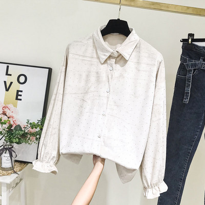 Camasa de dama model nou cu efect stralucitor in albastru si bej