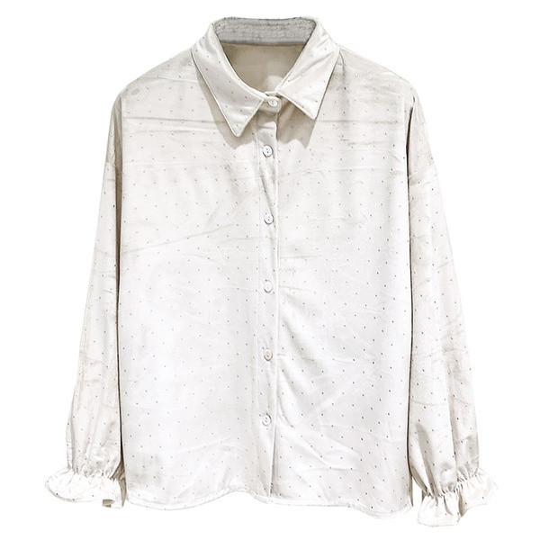 Camasa de dama model nou cu efect stralucitor in albastru si bej