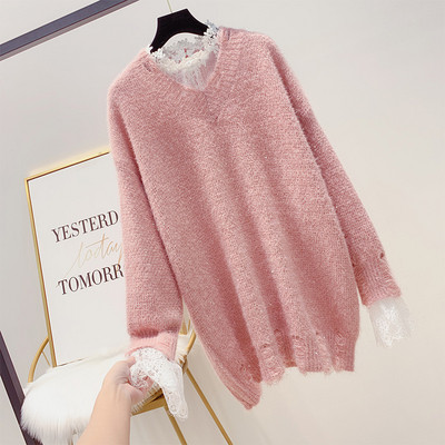 Pulover de damă cu decolteu spitz în patru culori