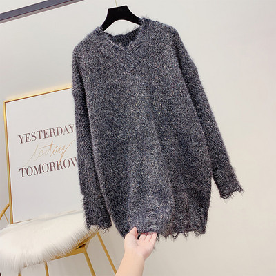 Pulover de damă cu decolteu spitz în patru culori