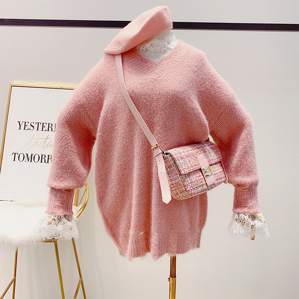 Pulover de damă cu decolteu spitz în patru culori