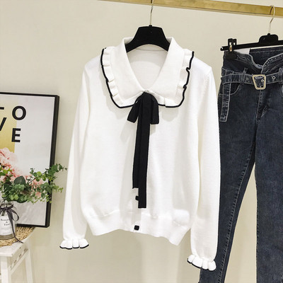 Cardigan de dama model nou cu cravate in alb si verde