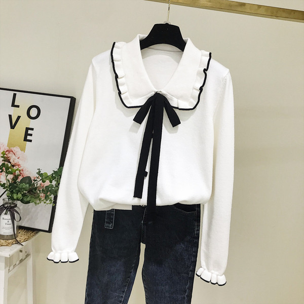 Cardigan de dama model nou cu cravate in alb si verde