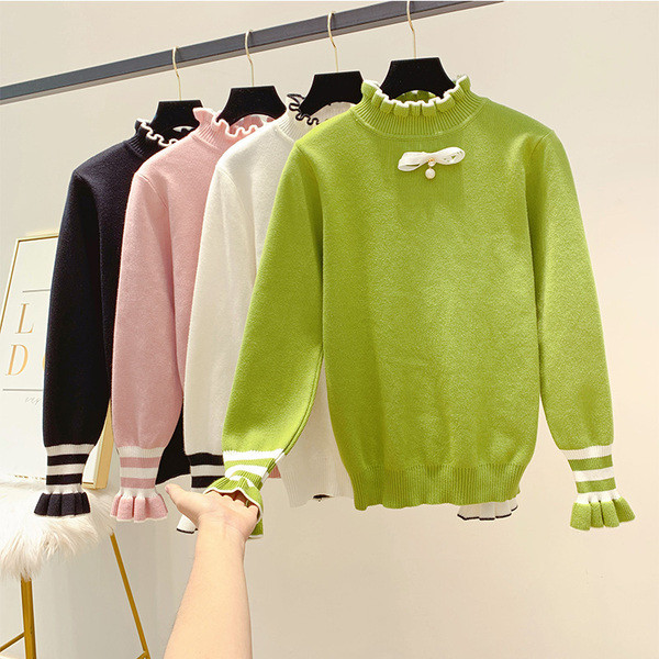 Pulover de dama cu panglica in mai multe culori