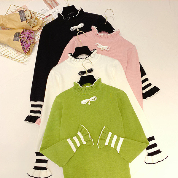 Pulover de dama cu panglica in mai multe culori