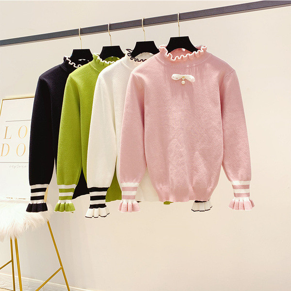 Pulover de dama cu panglica in mai multe culori