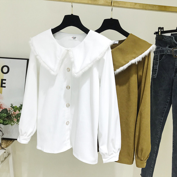 Camasa de dama model nou cu nasturi in galben si alb