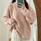 Pulover de dama cu decolteu oval in trei culori