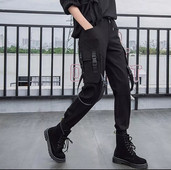 Pantaloni lungi dama casual cu buzunare negre