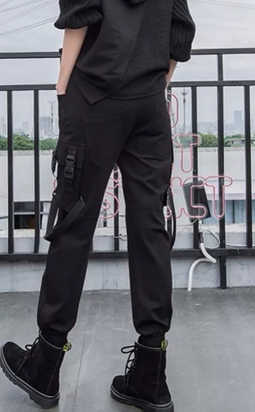 Pantaloni lungi dama casual cu buzunare negre