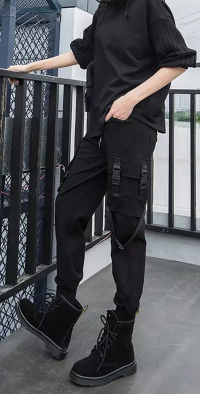 Pantaloni lungi dama casual cu buzunare negre