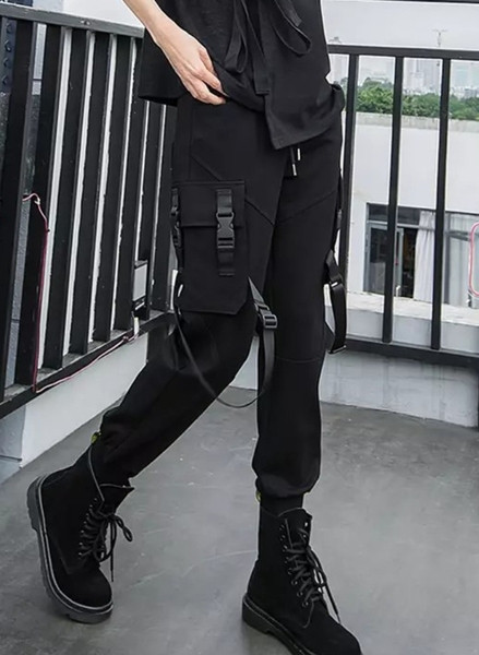 Pantaloni lungi dama casual cu buzunare negre