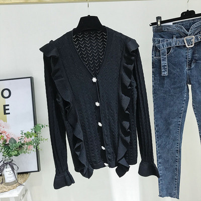 Vestă modernă de damă cu decolteu spitz și mâneci lungi în negru și visiniu