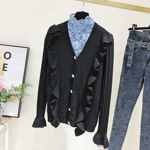 Vestă modernă de damă cu decolteu spitz și mâneci lungi în negru și visiniu