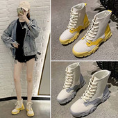 Cizme casual dama cu talpa plate si sireturi in mai multe culori