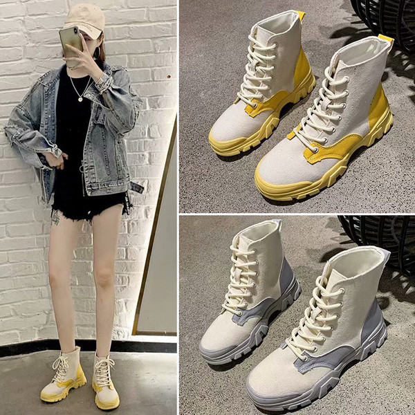 Cizme casual dama cu talpa plate si sireturi in mai multe culori